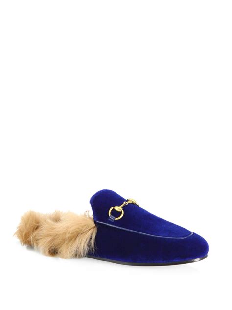 gucci schuhe weiß|Gucci velvet mules with fur.